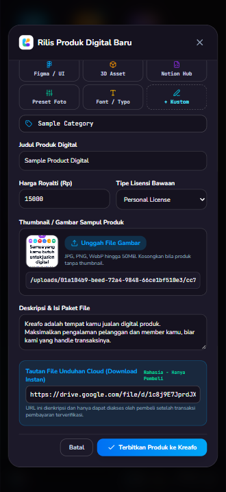 3. Input produk digital